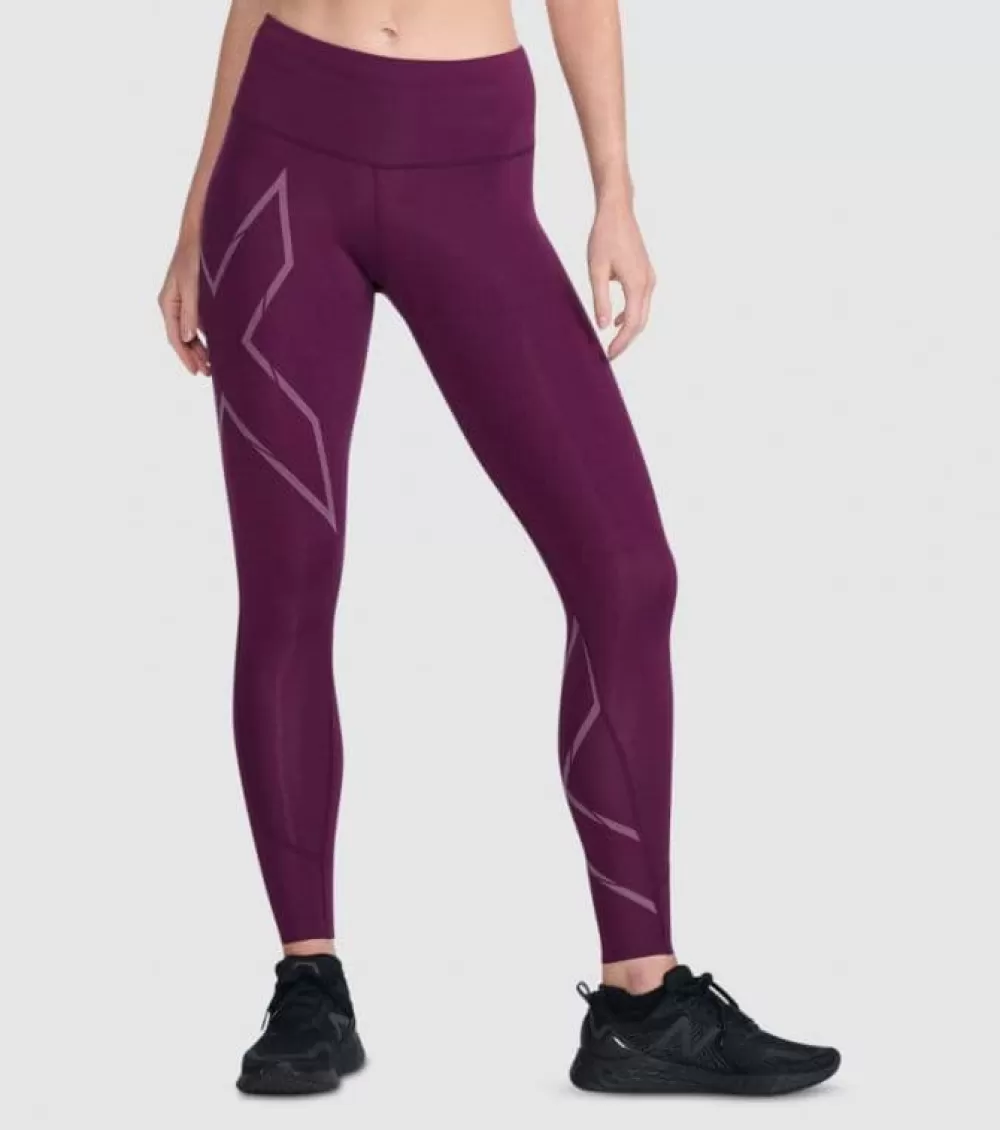 Outlet 2XU Light Speed Mid Rise Compression Tight Womens Beet Reflective