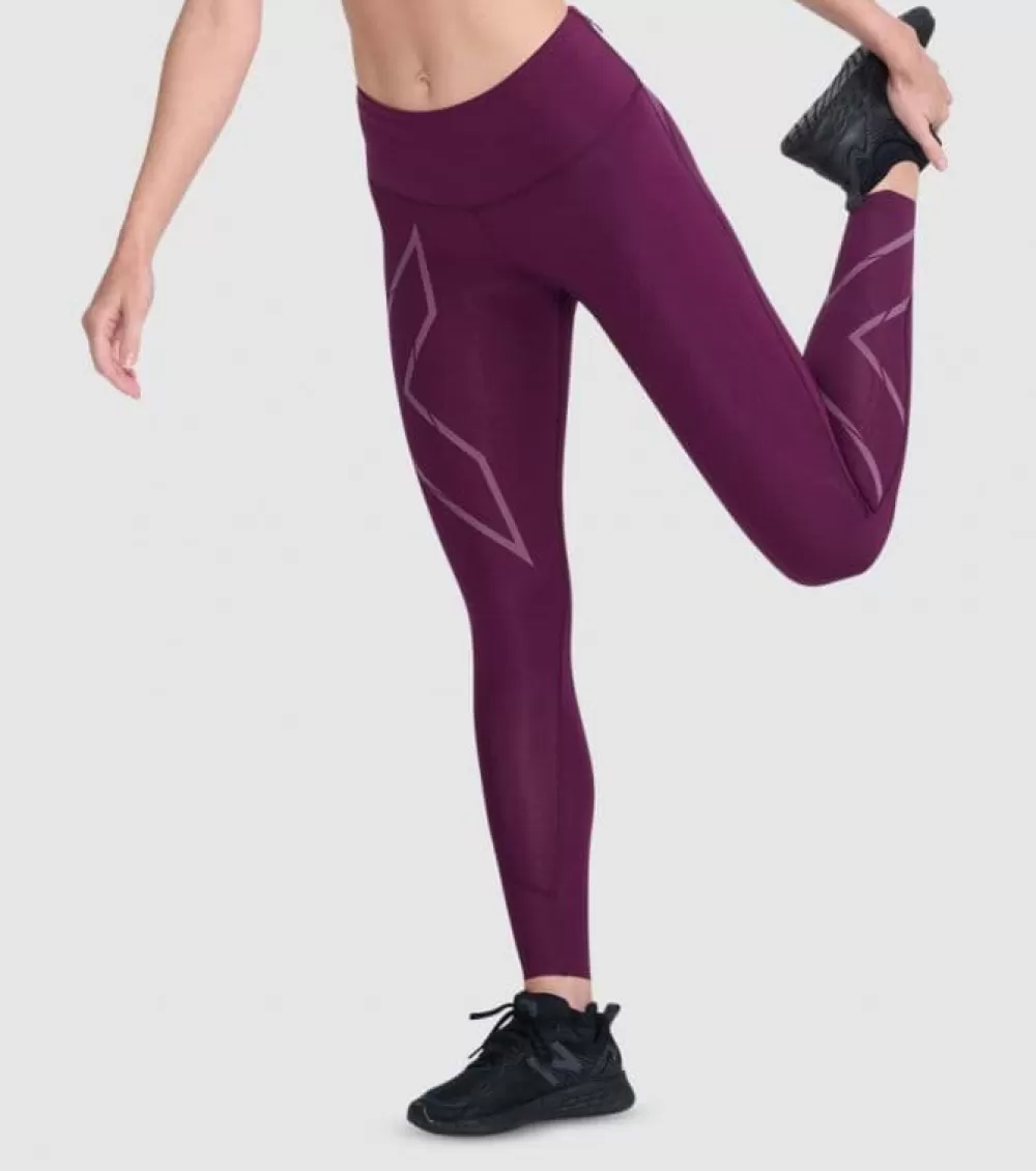 Outlet 2XU Light Speed Mid Rise Compression Tight Womens Beet Reflective