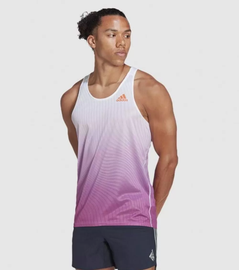 Clearance Adidas Adizero Singlet Mens Semi Pulse Lilac White