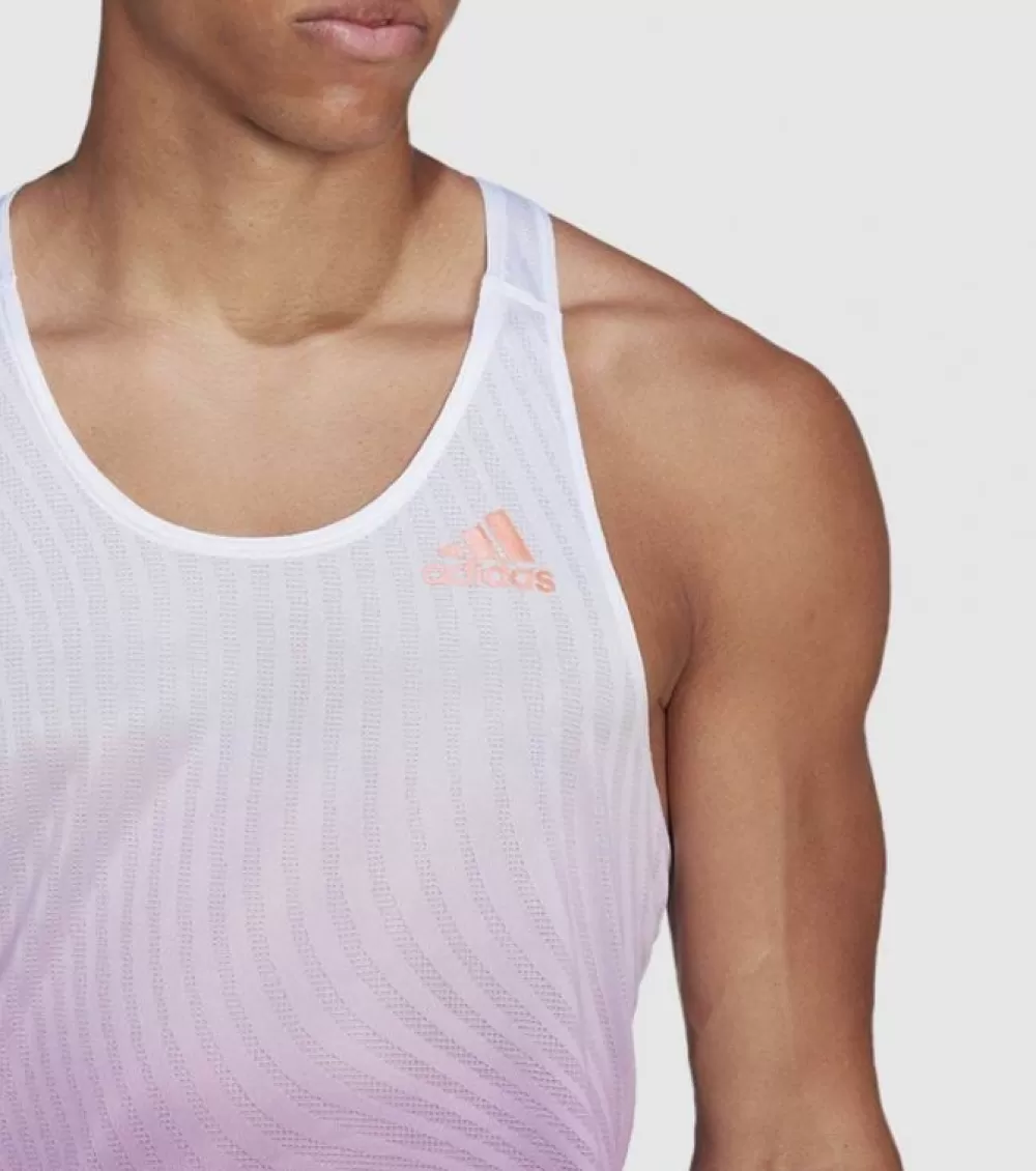 Clearance Adidas Adizero Singlet Mens Semi Pulse Lilac White