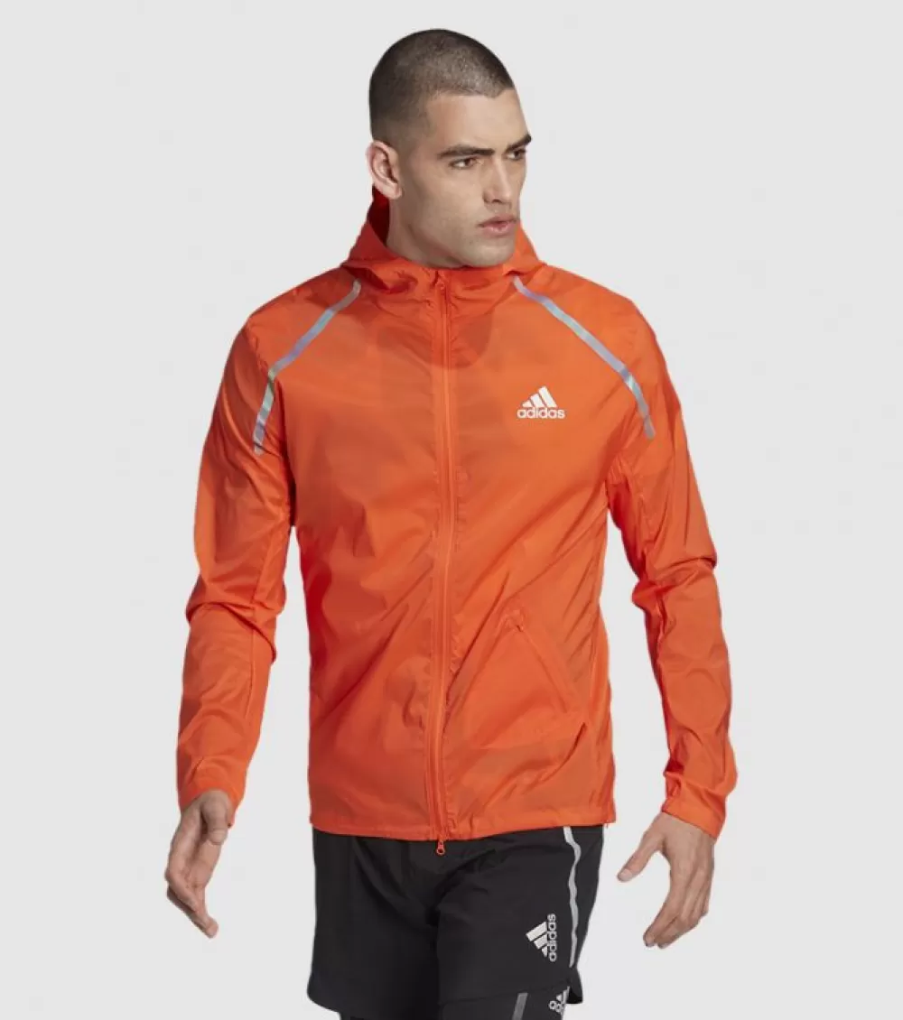 Outlet Adidas Marathon Jacket Mens Semi Impact Orange