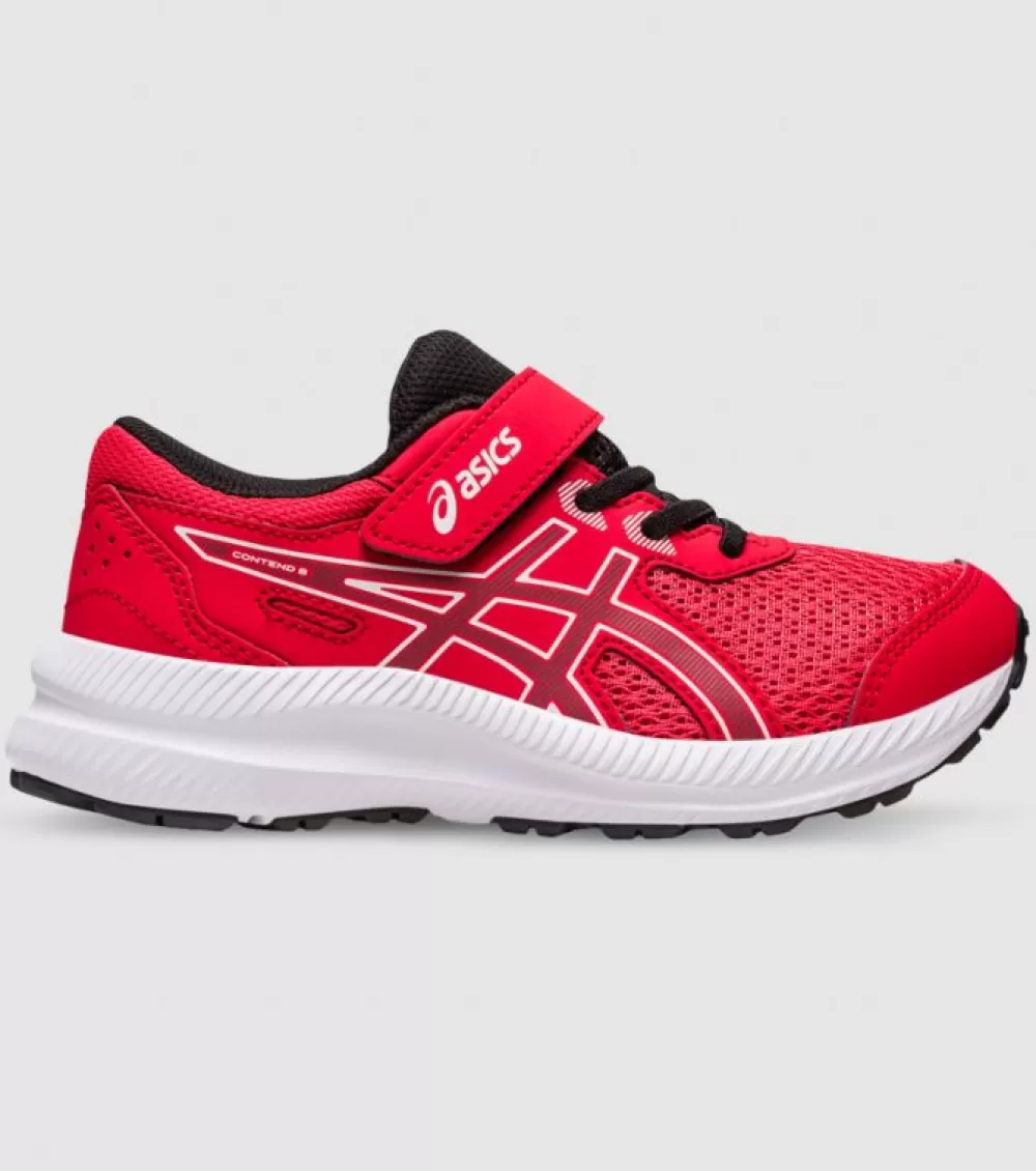 New Asics Contend 8 (Ps) Kids Electric Red Gunmetal