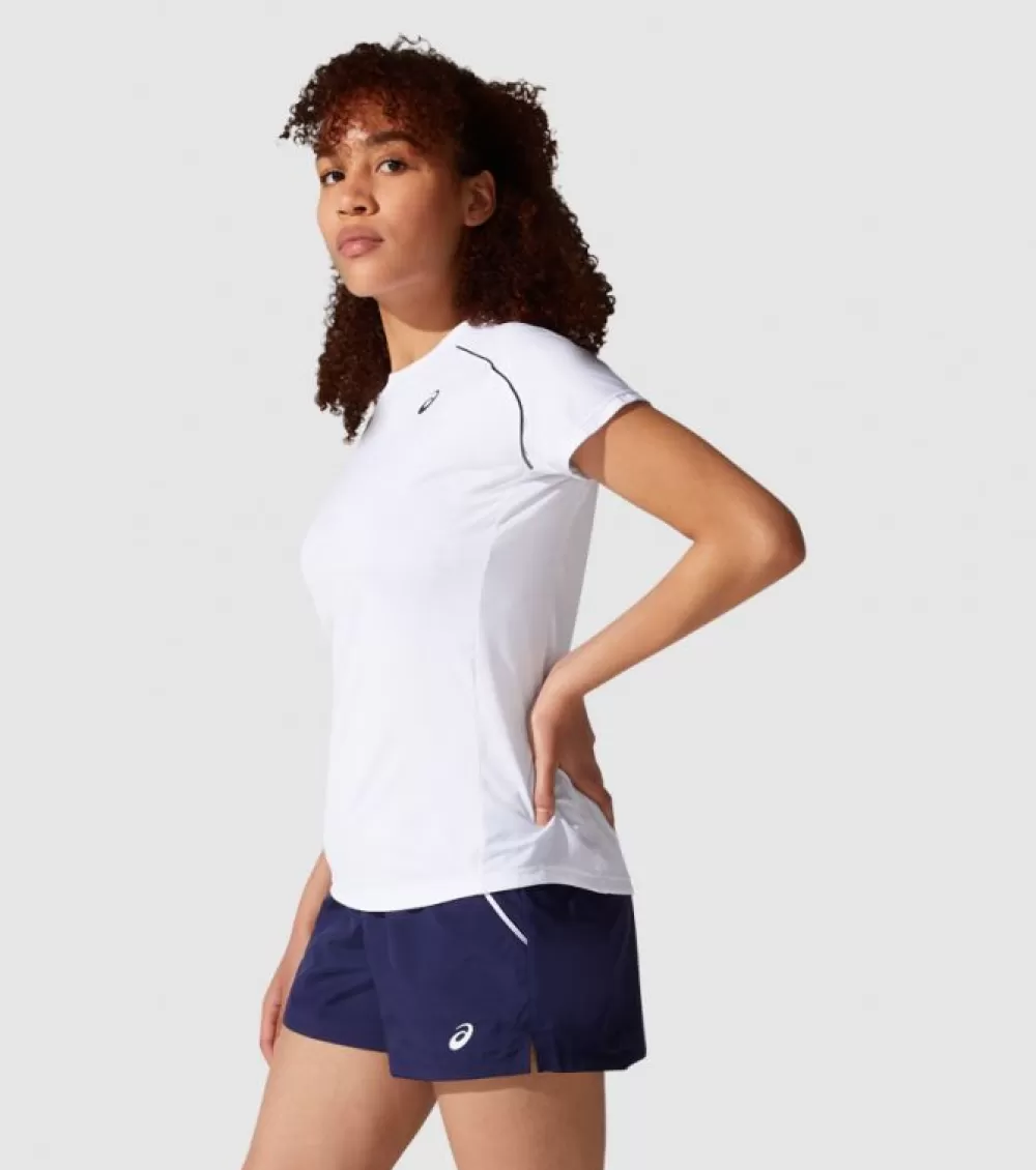 Hot Asics Court Piping Ss Tee Womens Brilliant White