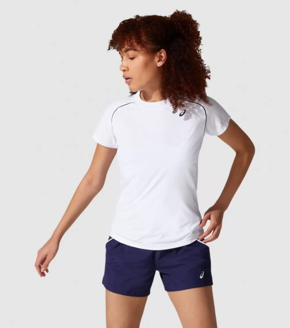 Hot Asics Court Piping Ss Tee Womens Brilliant White