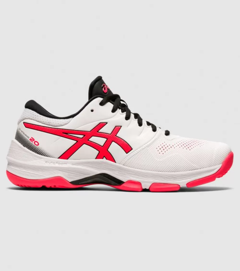 Shop Asics Gel Netburner 20 (D Wide) Womens Netball Shoes White Diva Pink