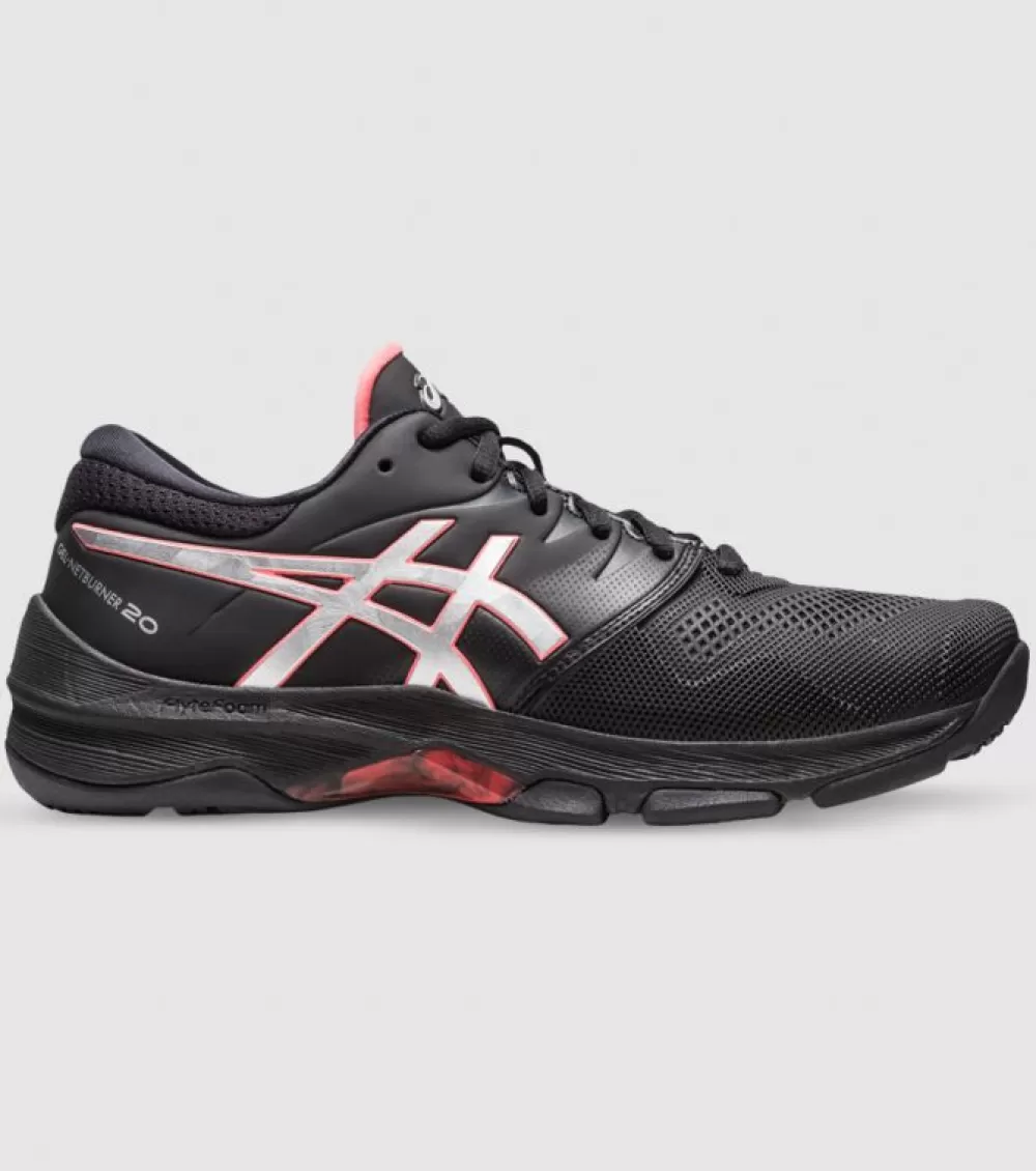 Discount Asics Gel-Netburner 20 (D Wide) Womens Netball Shoes Black Pure Silver