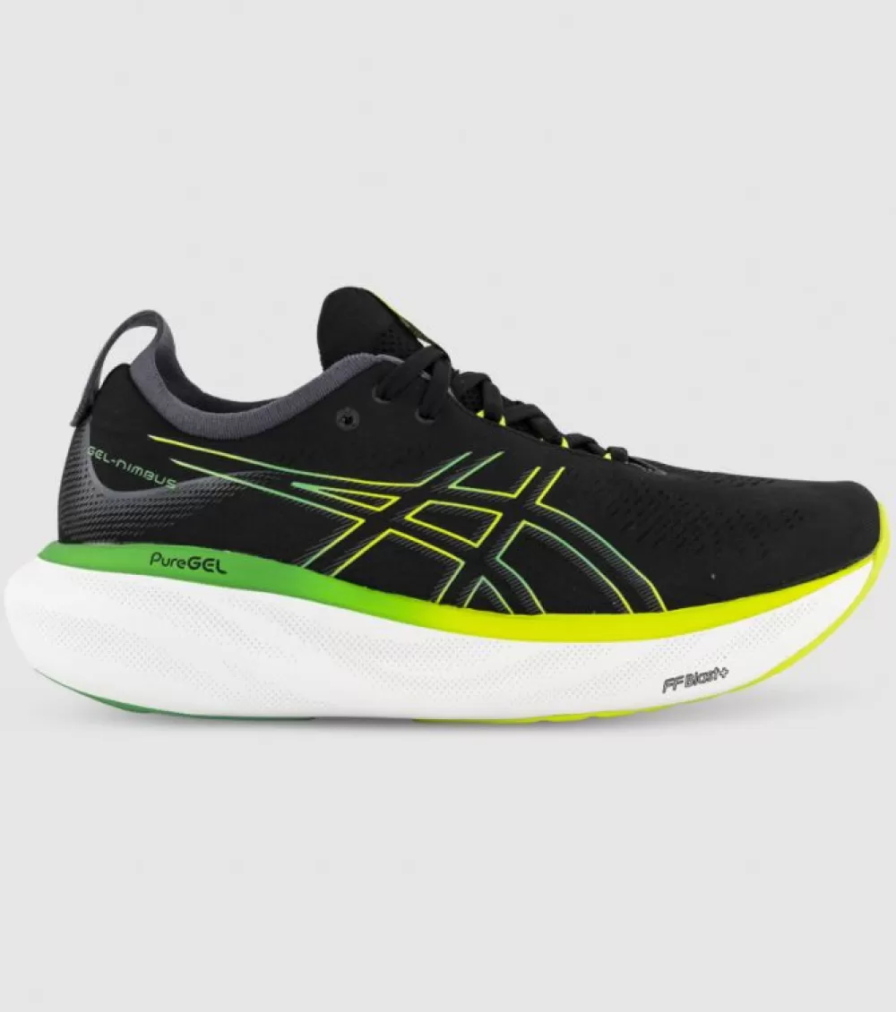 Discount Asics Gel-Nimbus 25 Mens Black Lime Zest