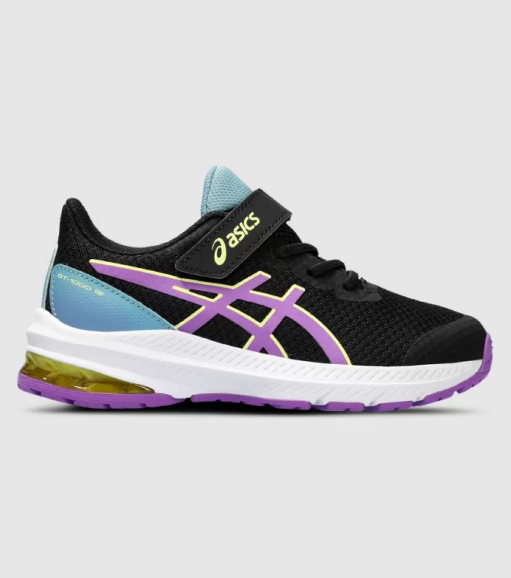 Clearance Asics Gt 1000 12 (Ps) Kids Black Cyber Grape