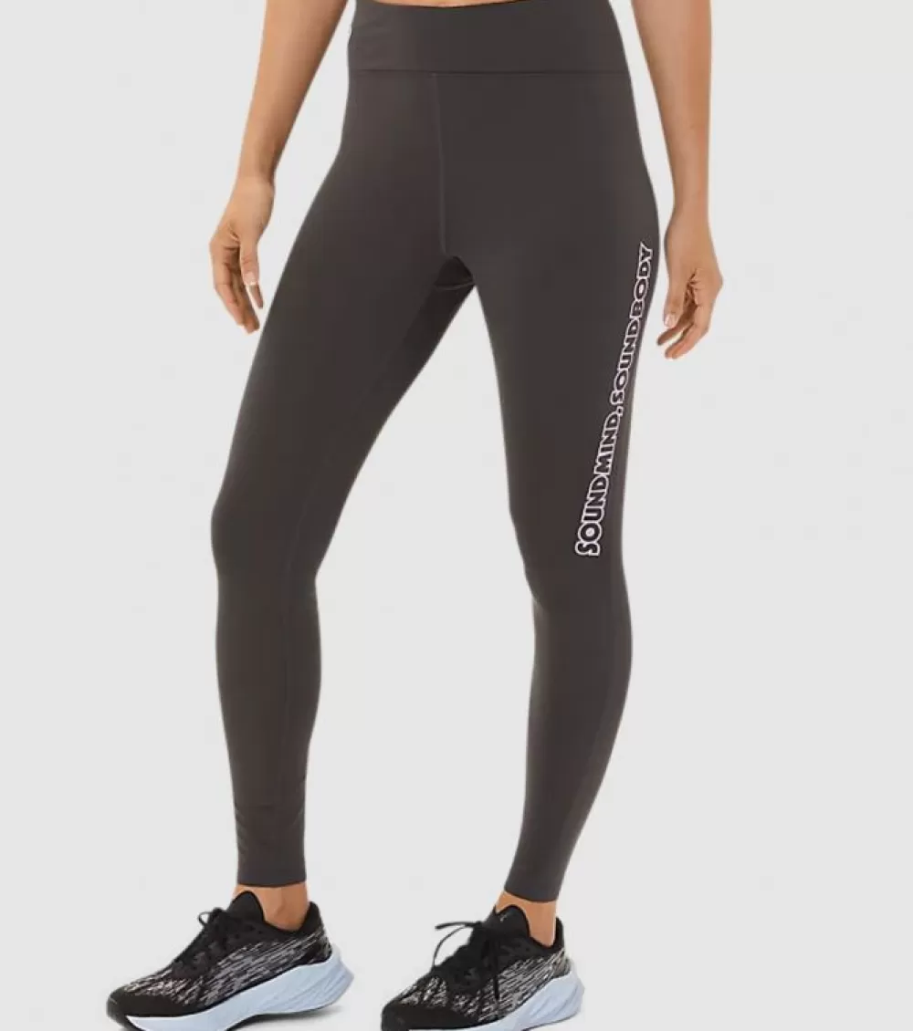 Store Asics Logo Graphic Tight Womens Obsidian Grey