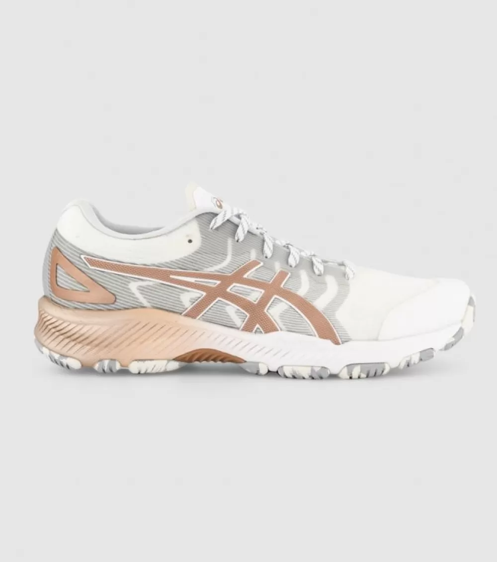 New Asics Netburner Professional Ff 3 Womens Netball Shoes White Rose Gold