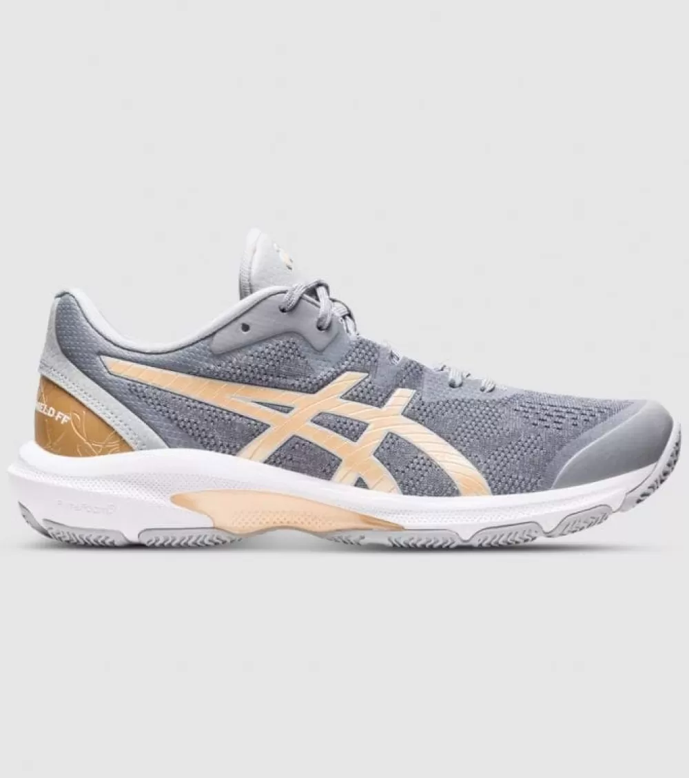 Best Asics Netburner Shield Womens Netball Shoes Piedmont Grey Champagne