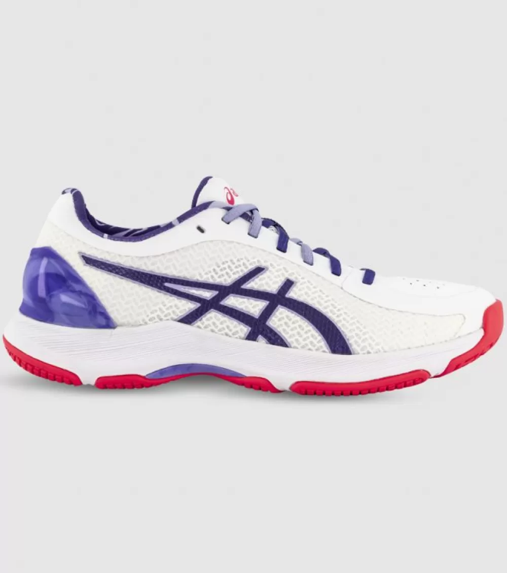 Clearance Asics Netburner Super Ff Womens Netball Shoes White Gentry Purple