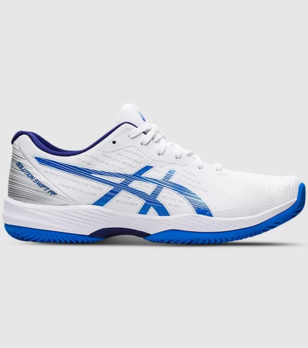 Discount Asics Solution Swift Ff Clay Mens Tennis Shoes White Electric Blue