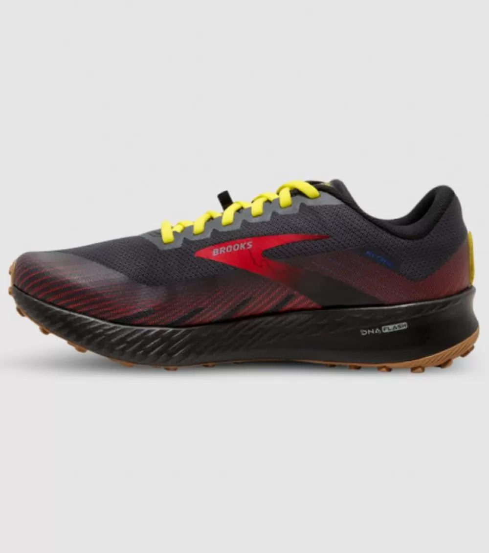 Cheap Brooks Catamount Mens Black Fiery Red Yellow