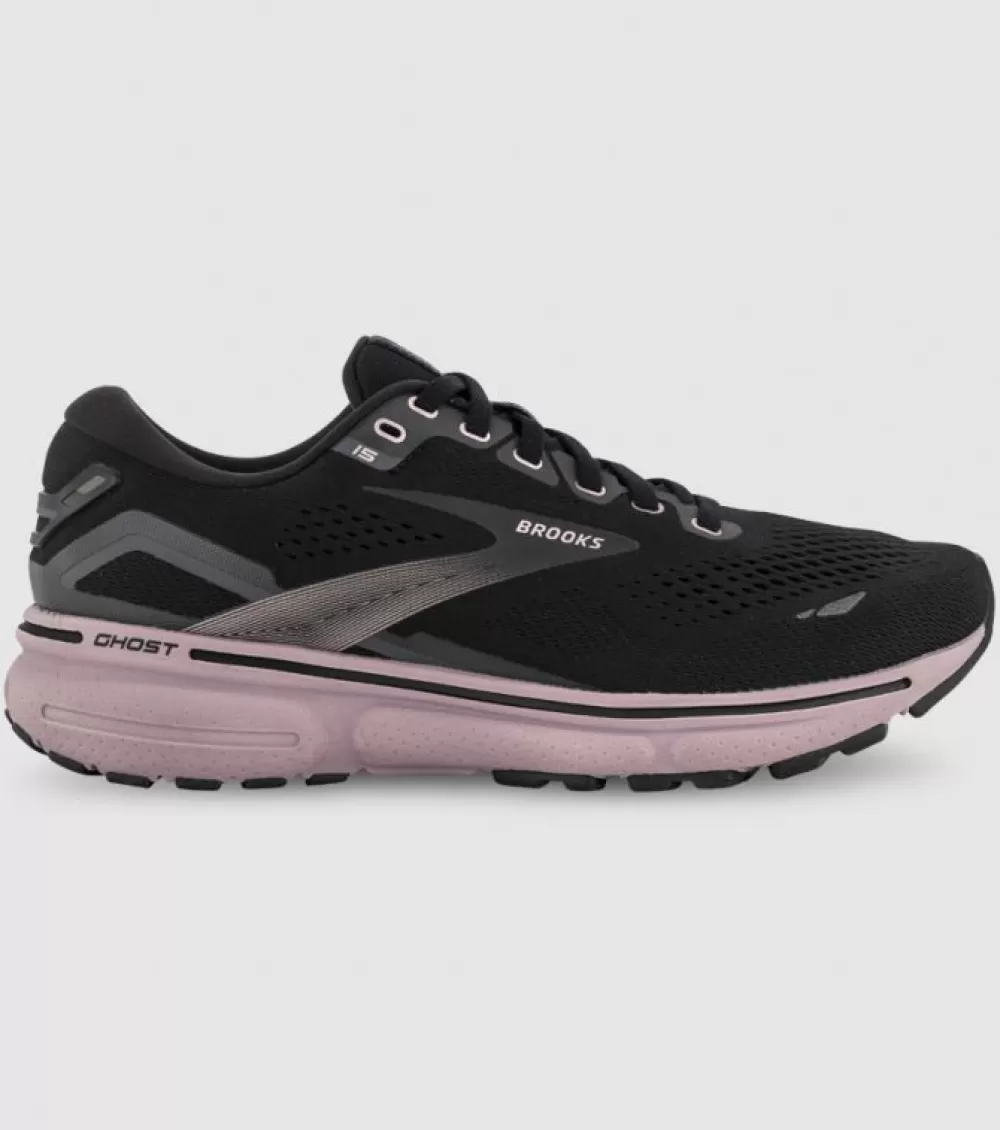 Clearance Brooks Ghost 15 (D Wide) Womens Black Rose Gold