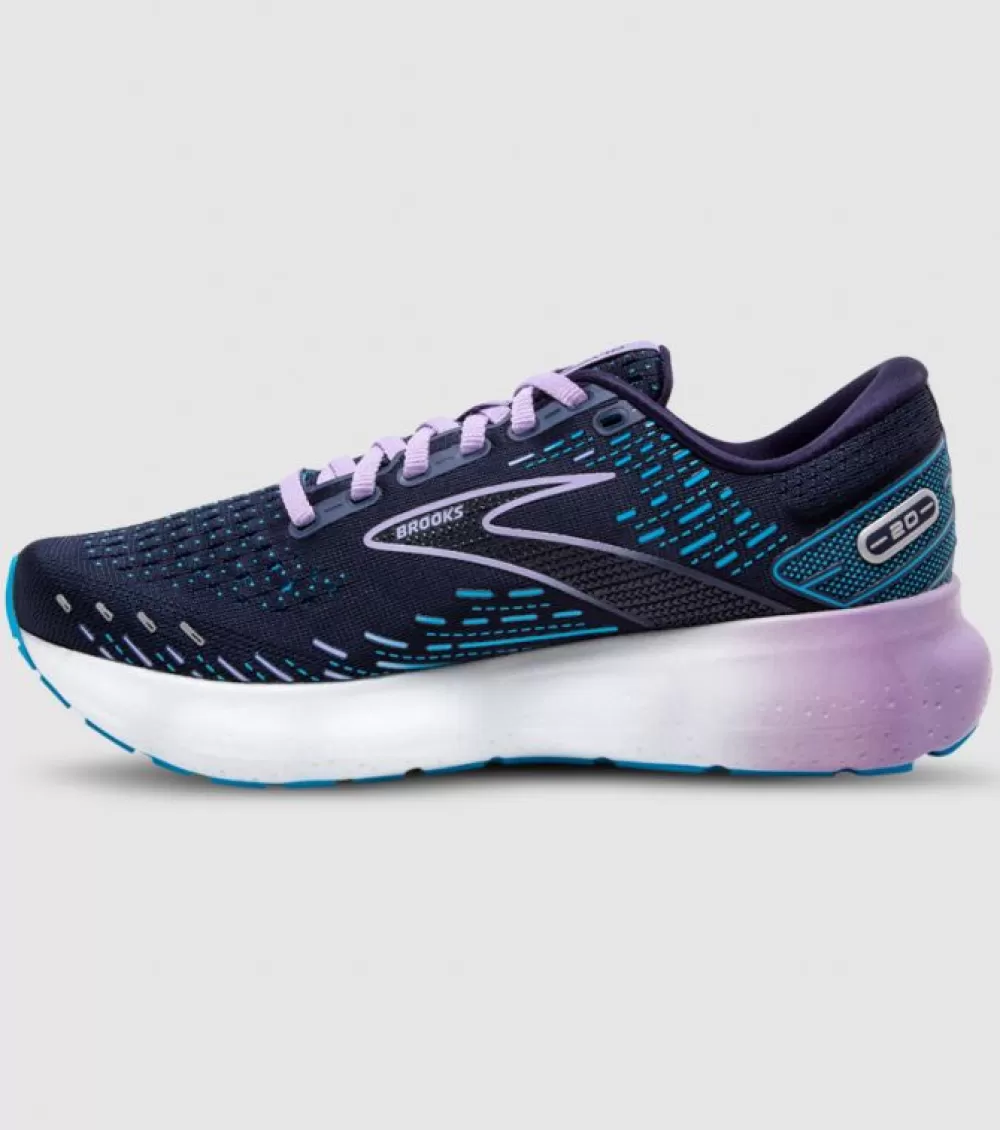 Discount Brooks Glycerin 20 (2A Narrow) Womens Peacoat Ocean Lilac