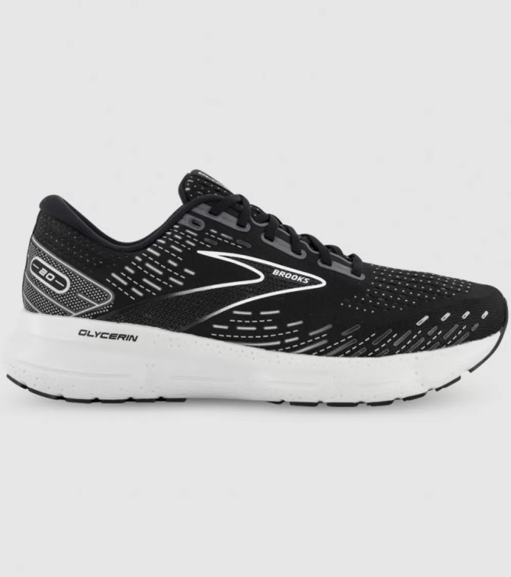 Outlet Brooks Glycerin 20 (2E Wide) Mens Black White Alloy