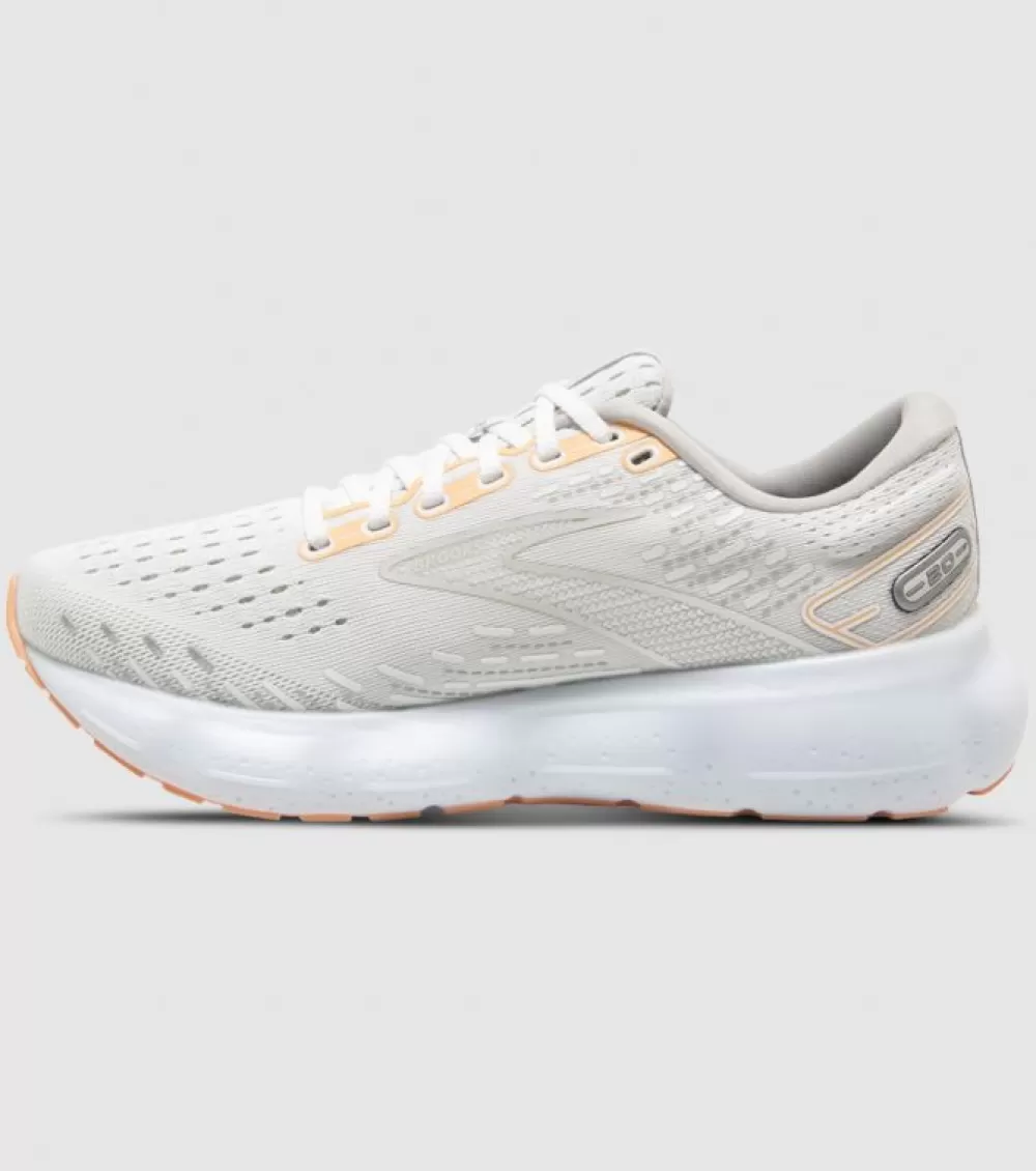 Clearance Brooks Glycerin 20 Womens White Grey Peach