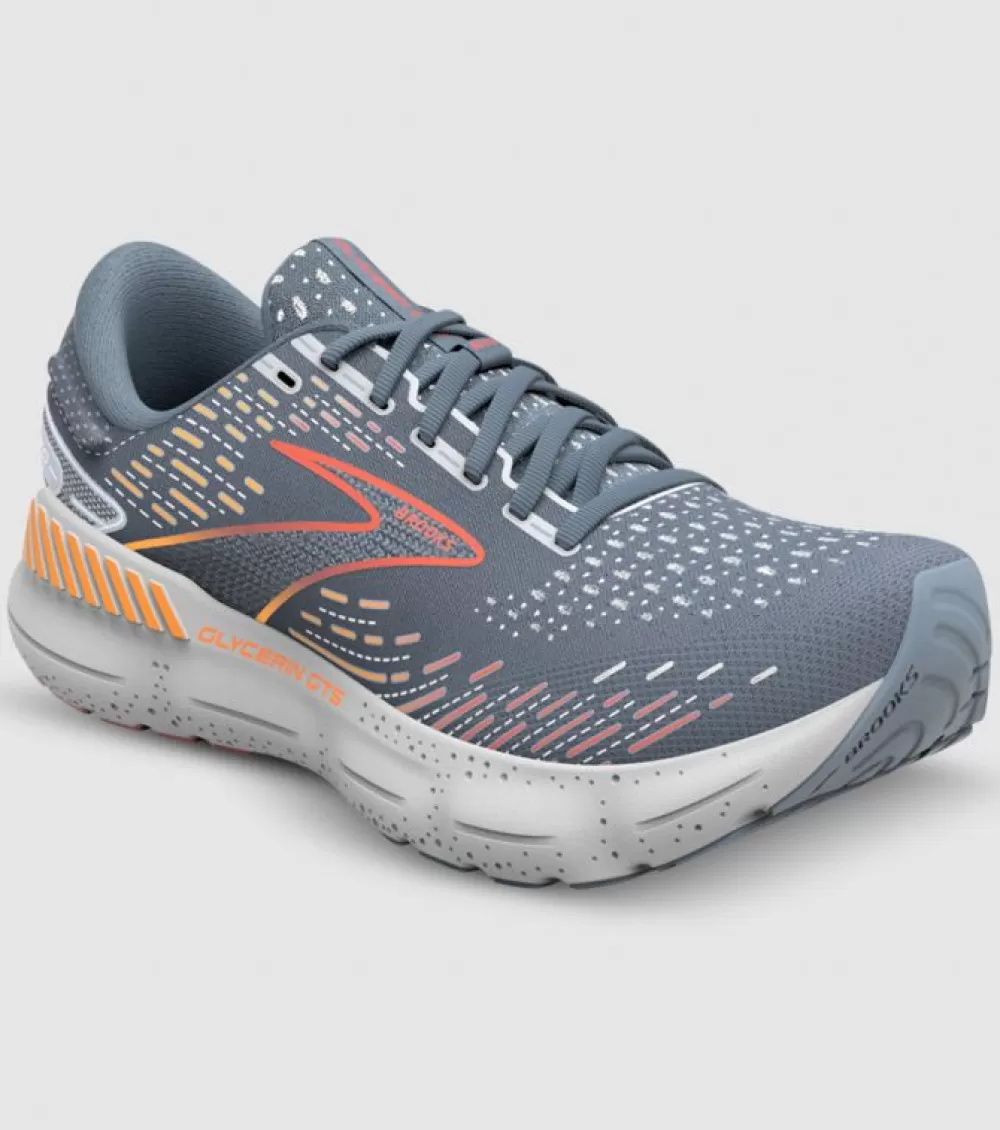 Outlet Brooks Glycerin Gts 20 Mens Grey Chili Oil Orange