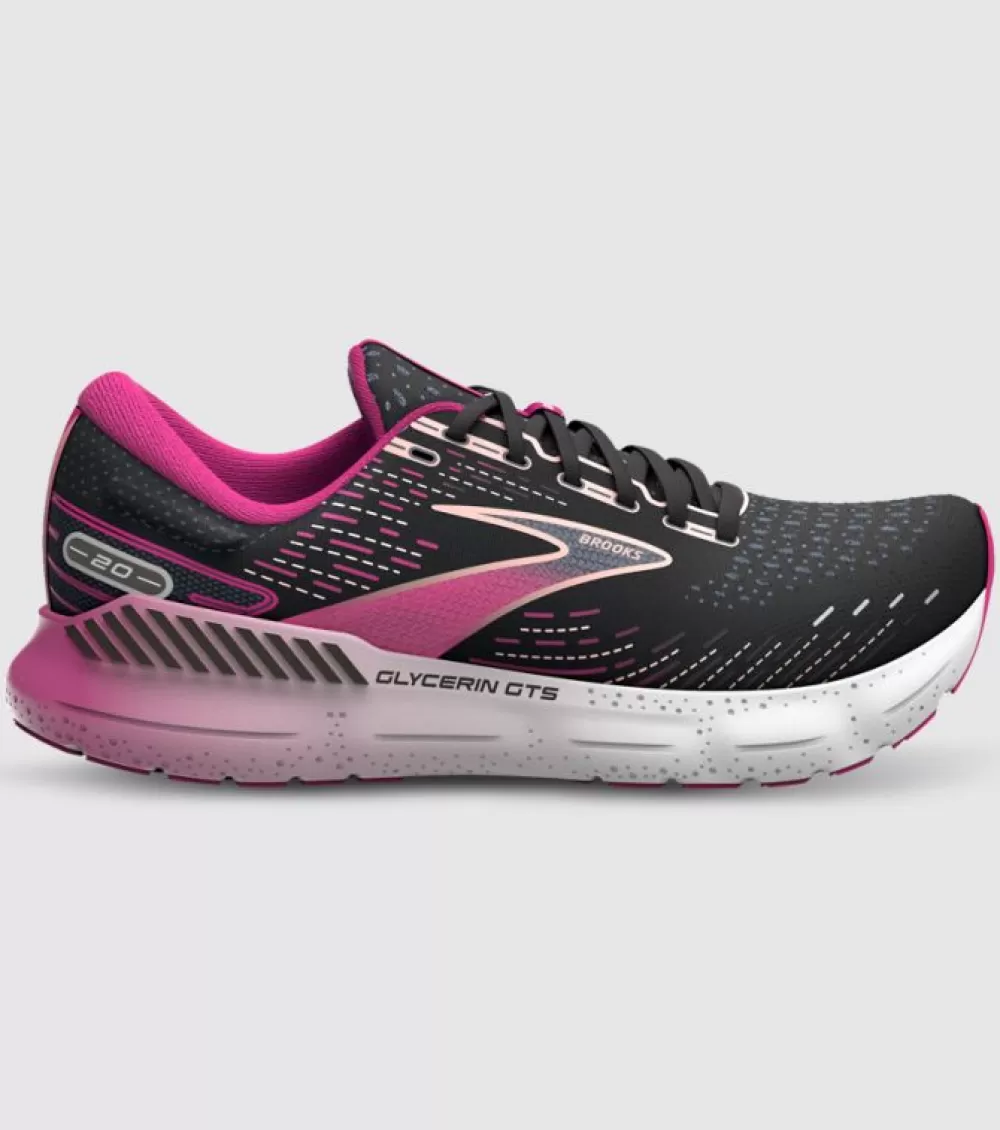 Best Brooks Glycerin Gts 20 Womens Black Fuchsia Linen