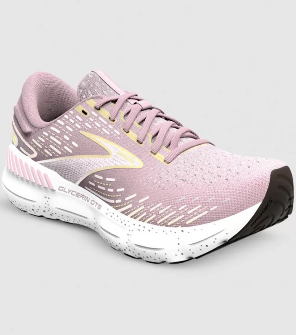 Best Sale Brooks Glycerin Gts 20 Womens Pink Yellow White