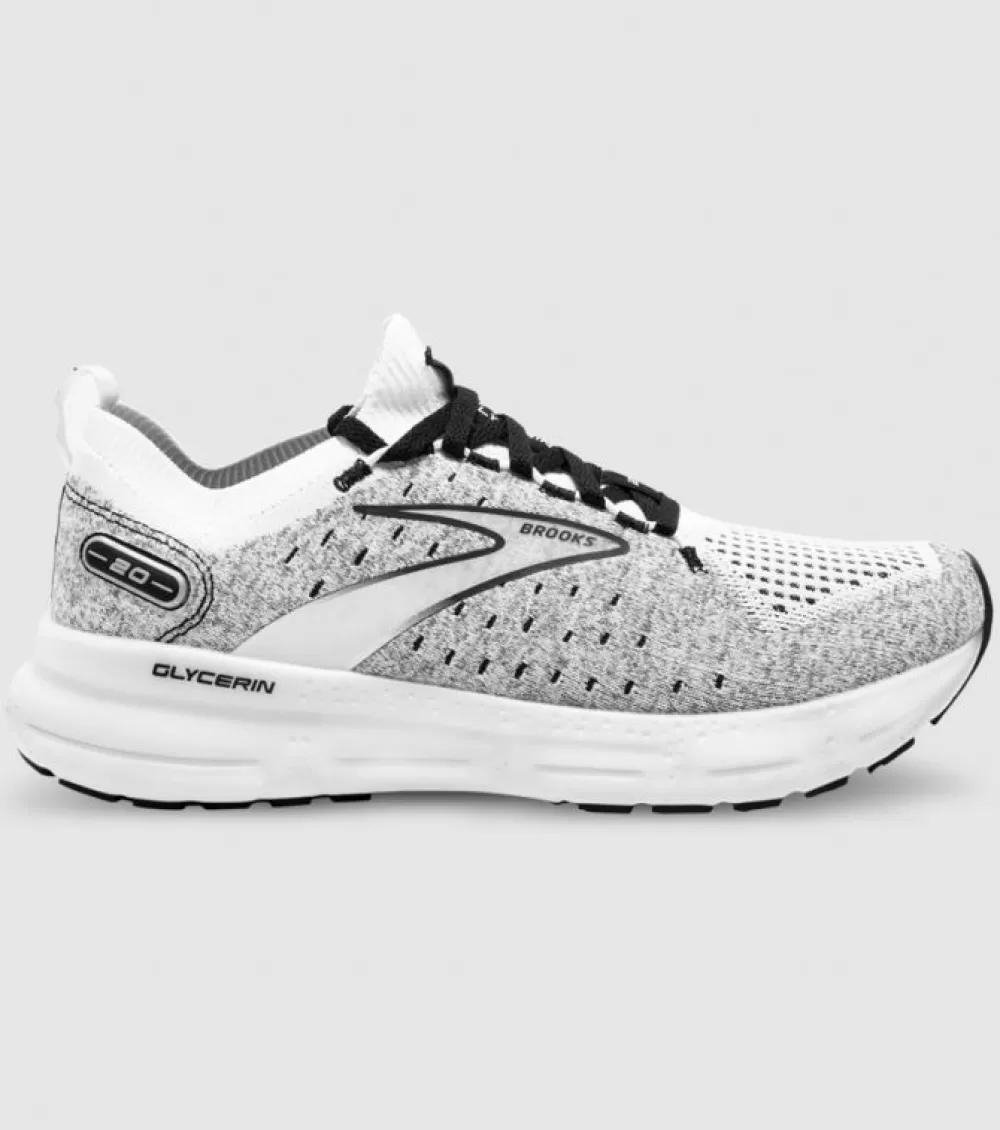 Best Brooks Glycerin Stealthfit 20 Mens White Grey Black