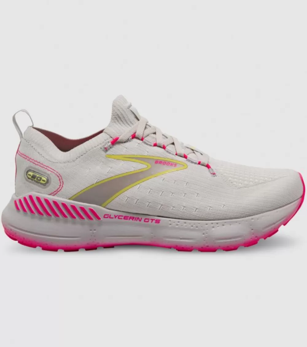 Outlet Brooks Glycerin Stealthfit Gts 20 Womens Grey Yellow Pink