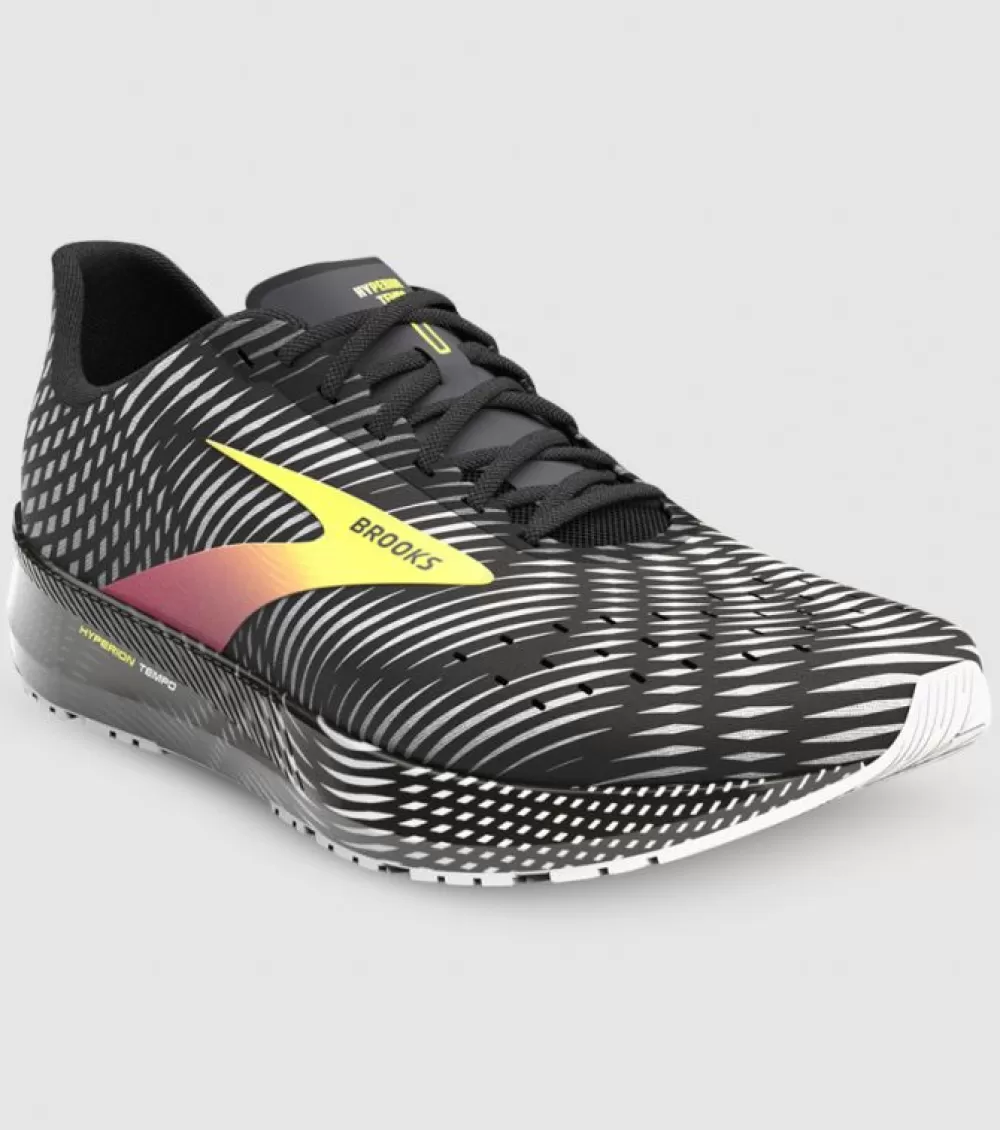 Hot Brooks Hyperion Tempo Mens Black Pink Yellow