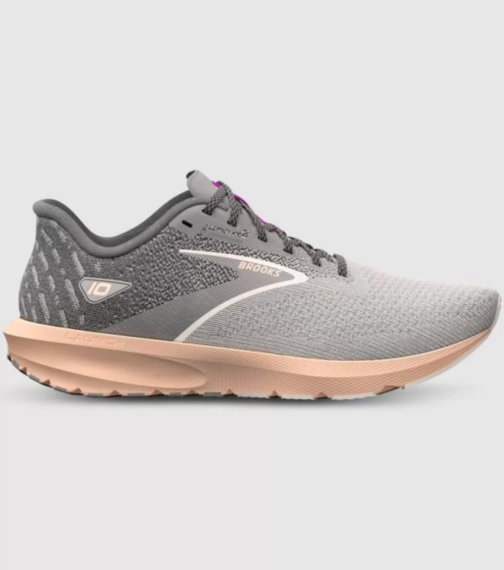 Shop Brooks Launch 10 Womens Grey Crystal Grey Peach