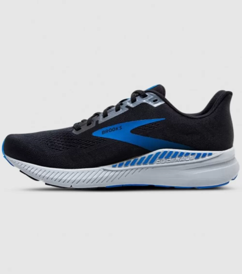 Fashion Brooks Launch Gts 8 (2E Wide) Mens Black Grey Blue