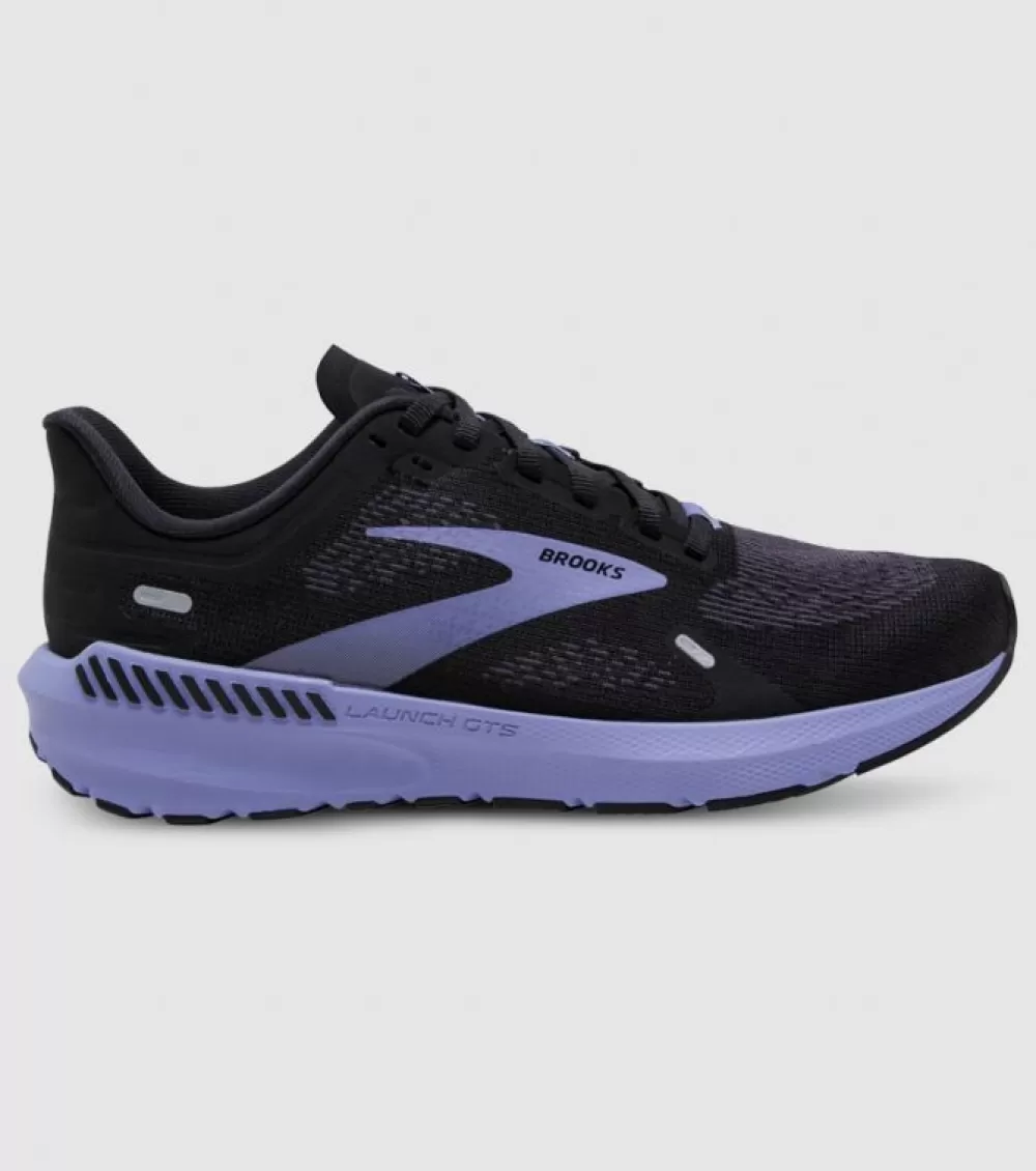 Best Sale Brooks Launch Gts 9 (D Wide) Womens Black Ebony Purple