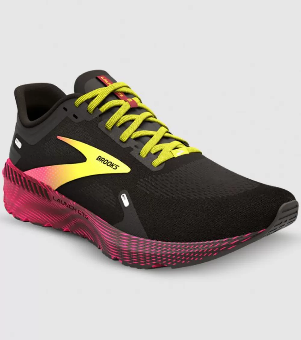 Sale Brooks Launch Gts 9 Mens Black Pink Yellow