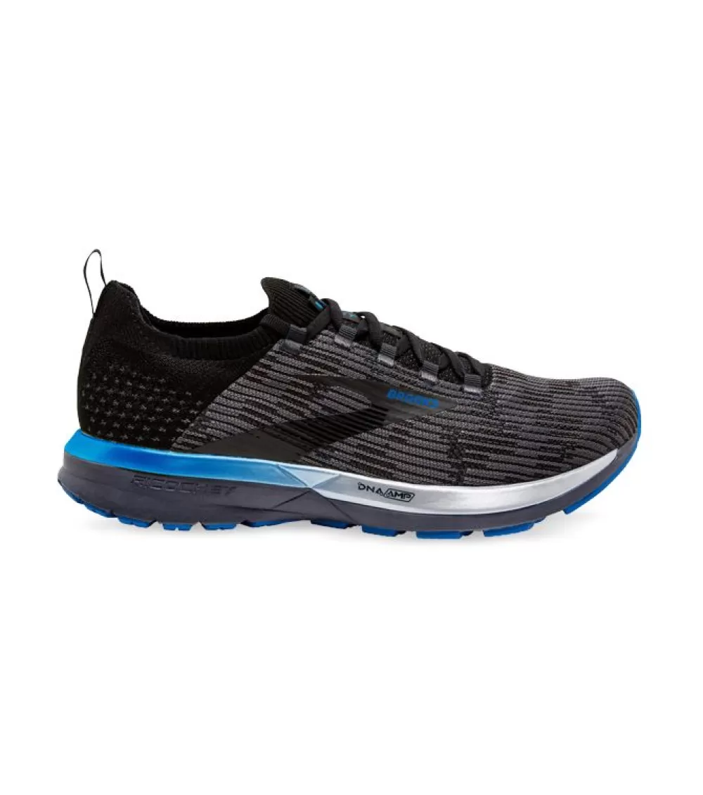 Hot Brooks Ricochet 2 Mens Black Grey Blue