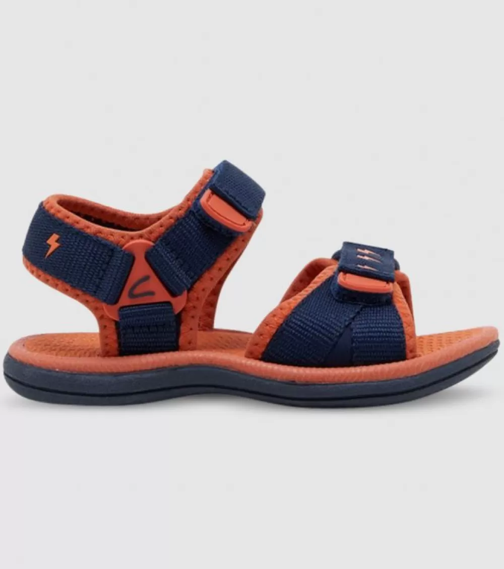 Best Sale Clarks Finn (Ps) Kids Navy Tangerine