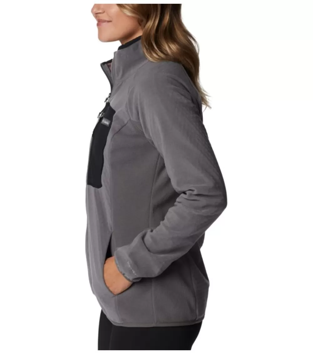 New Columbia Outdoor Tracks Full Zip Fleece Jacket Womens City Grey