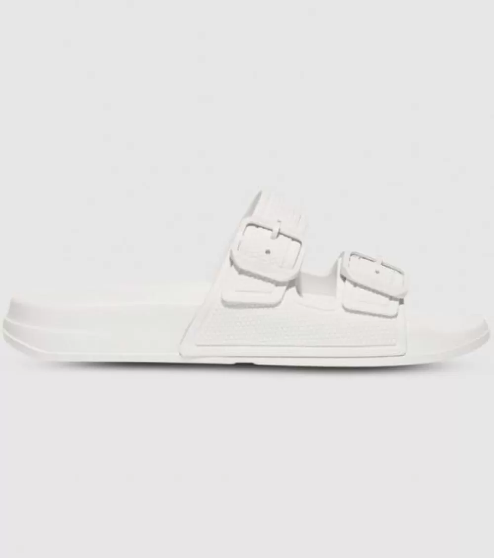 Hot FitFlop Iqushion Two Bar Buckle Slides Womens White