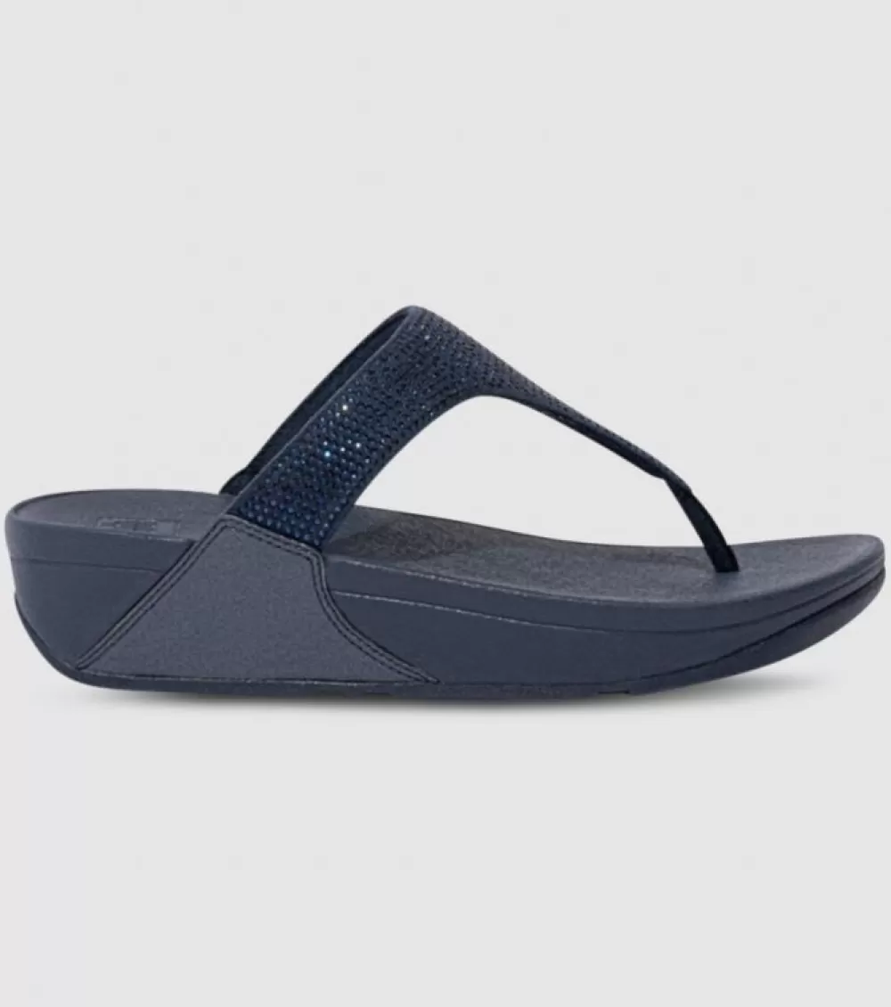 Flash Sale FitFlop Lulu Crystal Embellished Toe Post Womens Midnight Navy