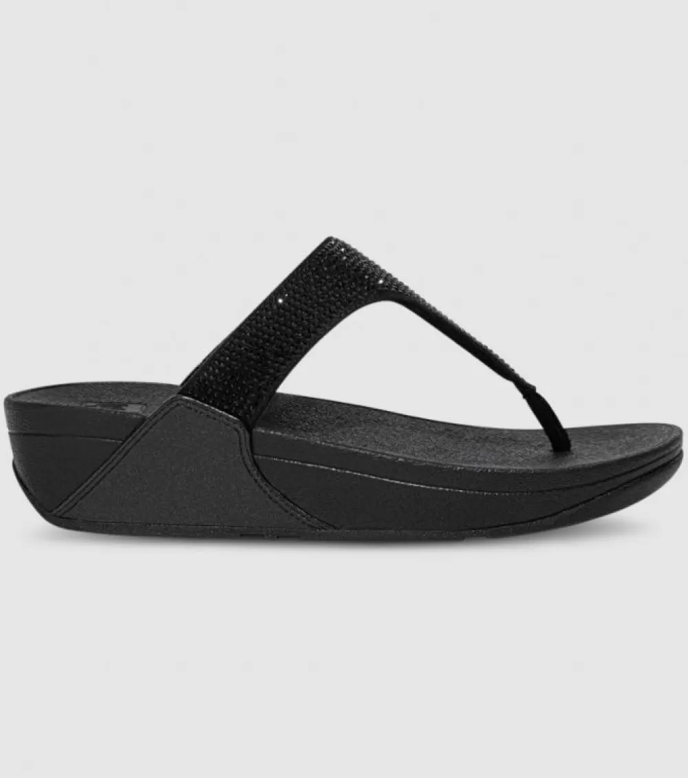 Store FitFlop Lulu Crystal Embellished Toe Post Womens Black