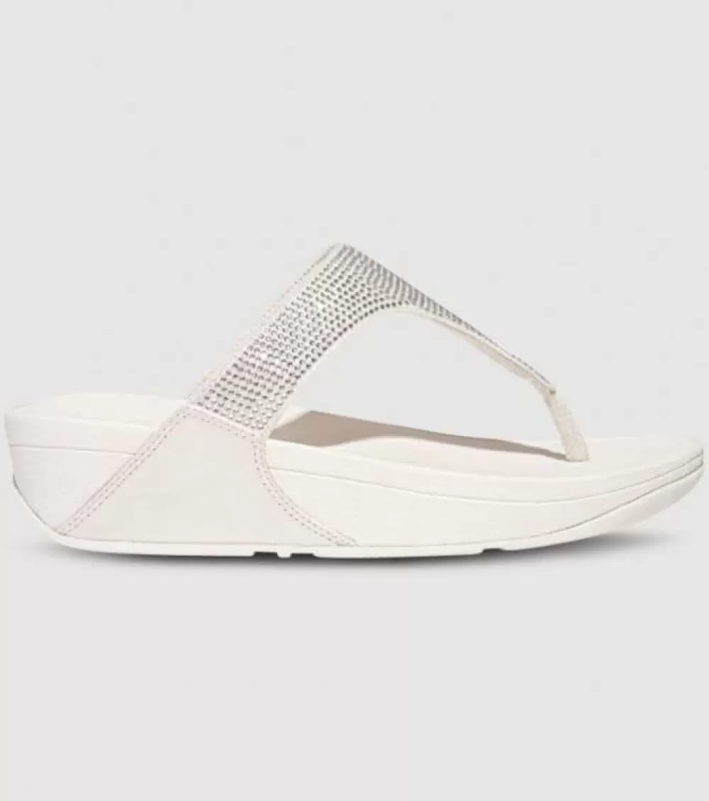 Outlet FitFlop Lulu Crystal Embellished Toe Post Womens Cream