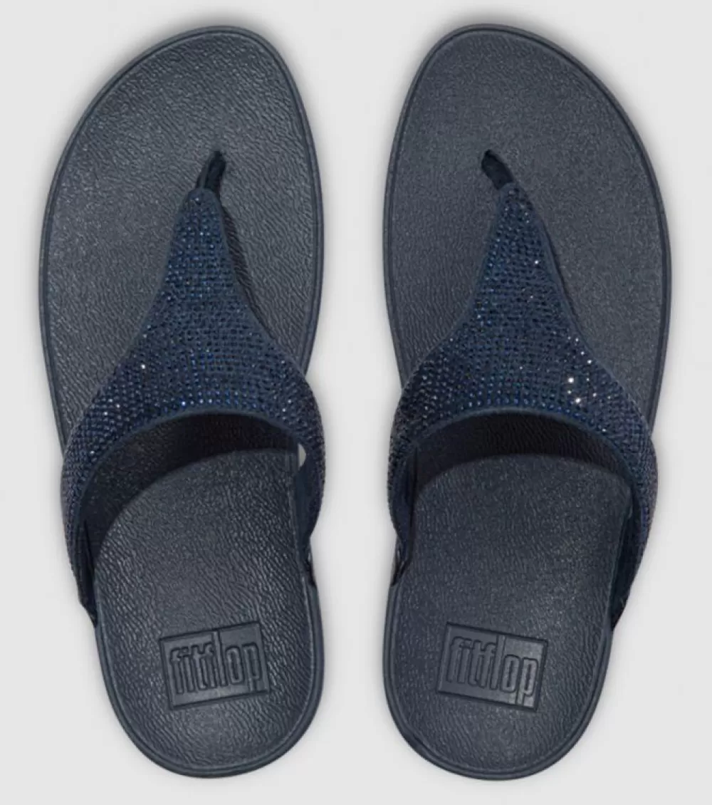 Flash Sale FitFlop Lulu Crystal Embellished Toe Post Womens Midnight Navy