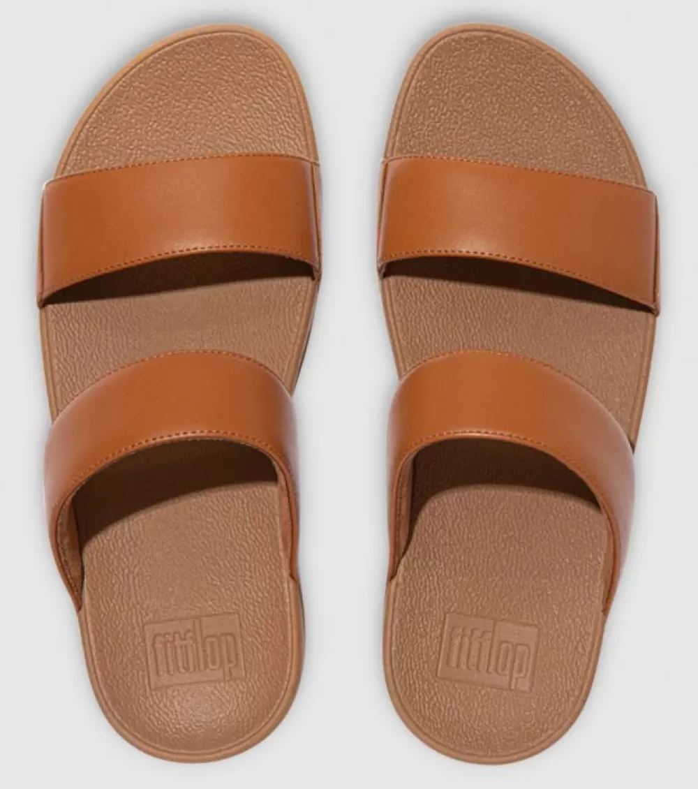 Sale FitFlop Lulu Leather Slides Womens Light Tan