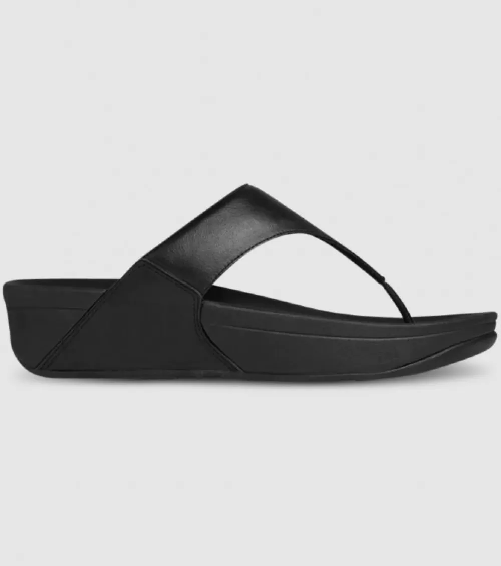 Cheap FitFlop Lulu Leather Toepost Womens Black