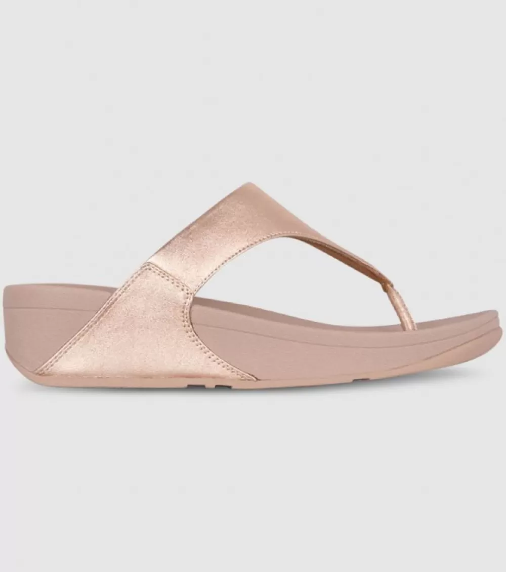 Online FitFlop Lulu Leather Toepost Womens Rose Gold