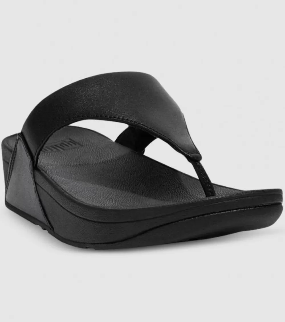 Cheap FitFlop Lulu Leather Toepost Womens Black