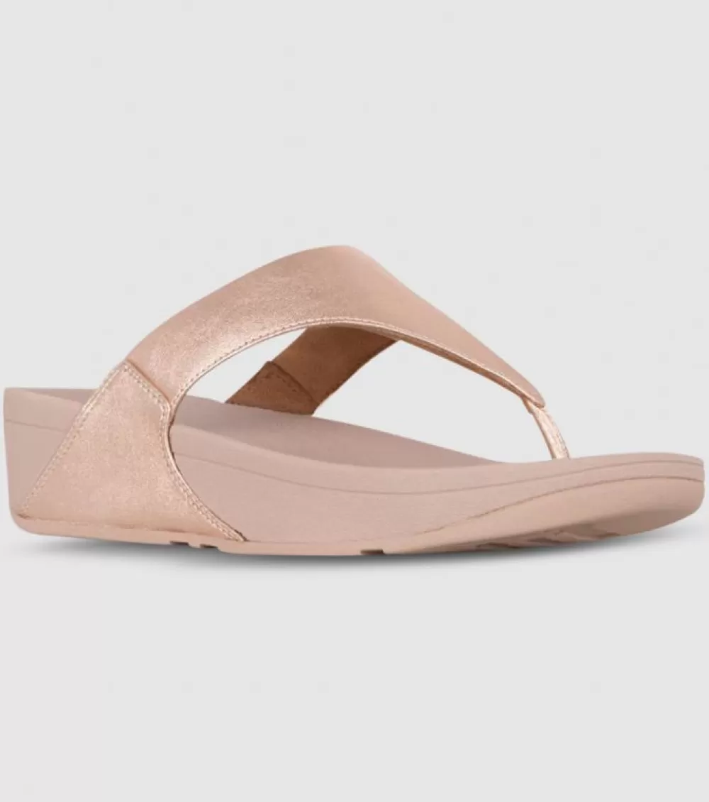 Online FitFlop Lulu Leather Toepost Womens Rose Gold