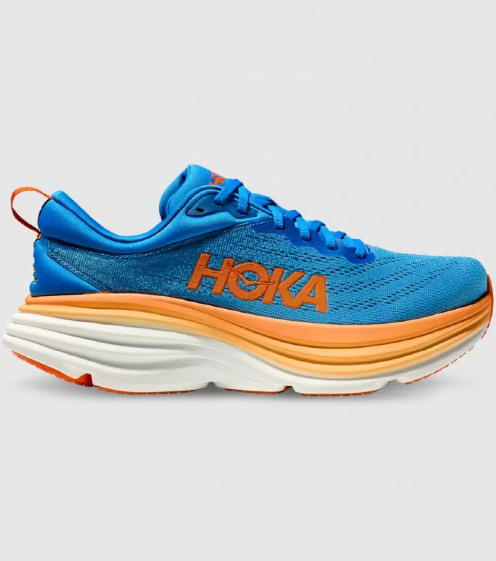 Outlet Hoka One One Hoka Bondi 8 (2E Wide) Mens Coastal Sky Vibrant Orange