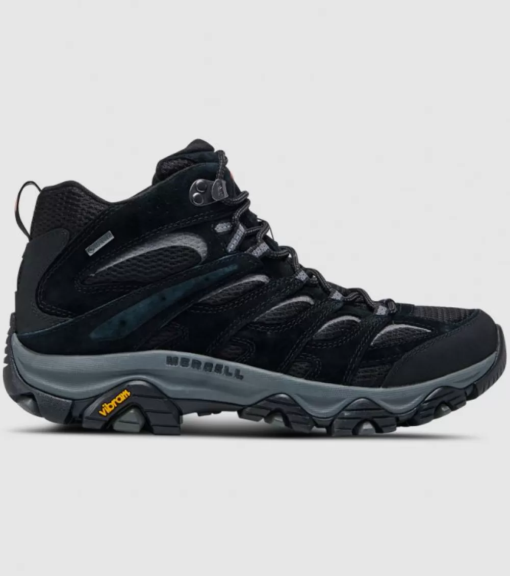 Shop Merrell Moab 3 Mid Gore-Tex Mens Black Grey