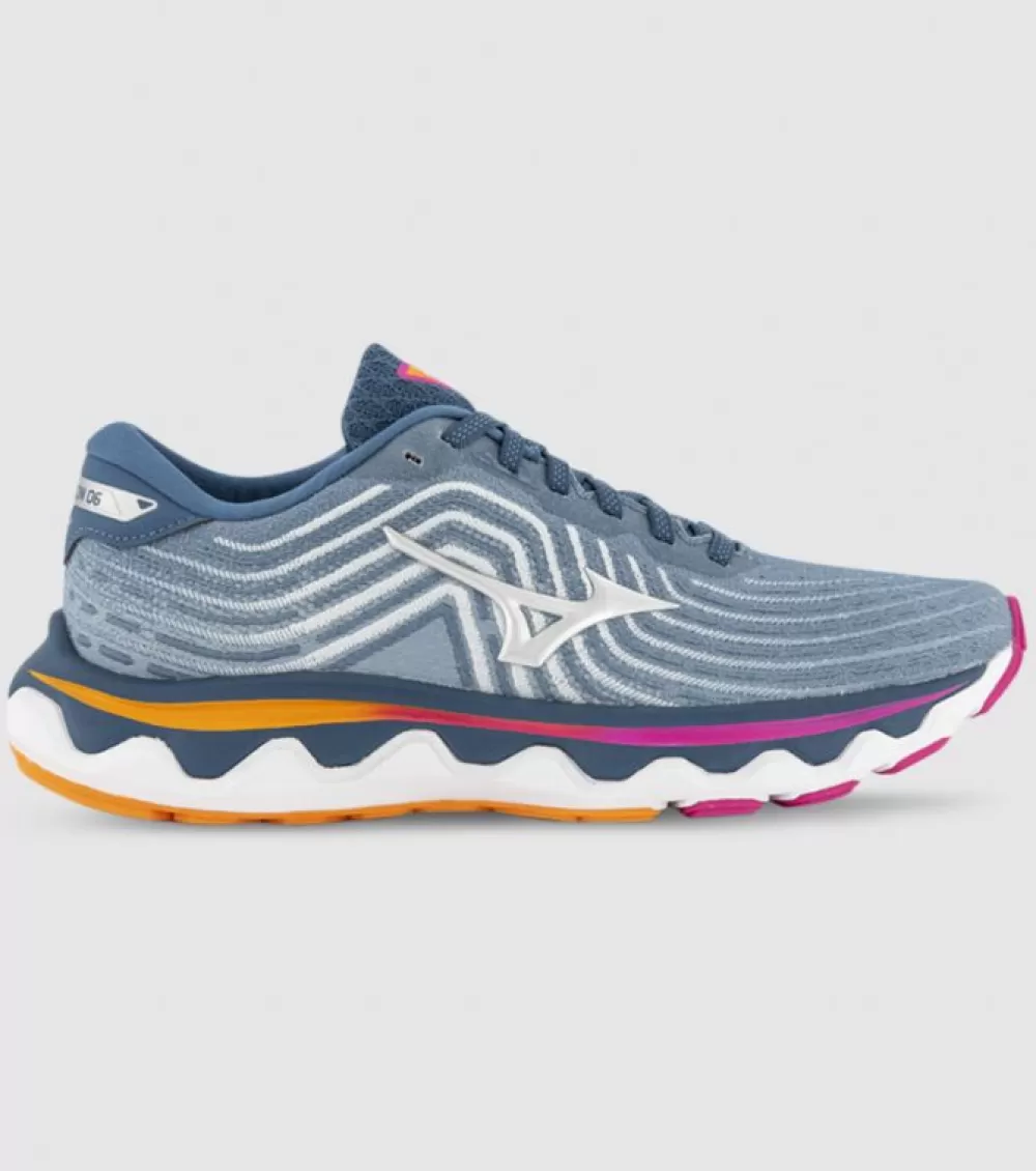 Flash Sale Mizuno Wave Horizon 6 Womens Blue Ashes Silver Neon Pink