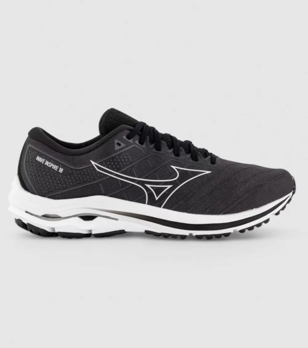 Sale Mizuno Wave Inspire 18 (2E Wide) Mens Quantum Black Silver Ebony