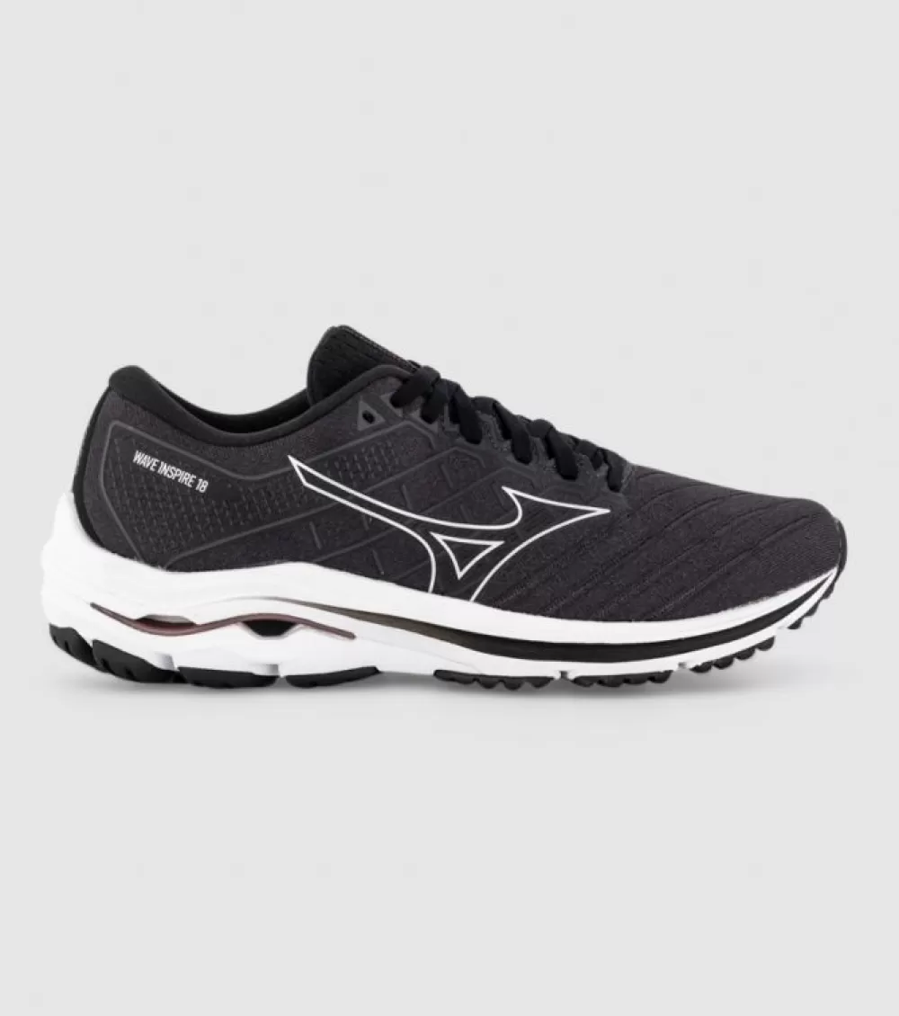 Flash Sale Mizuno Wave Inspire 18 (D Wide) Womens Quantum Black Silver Ebony